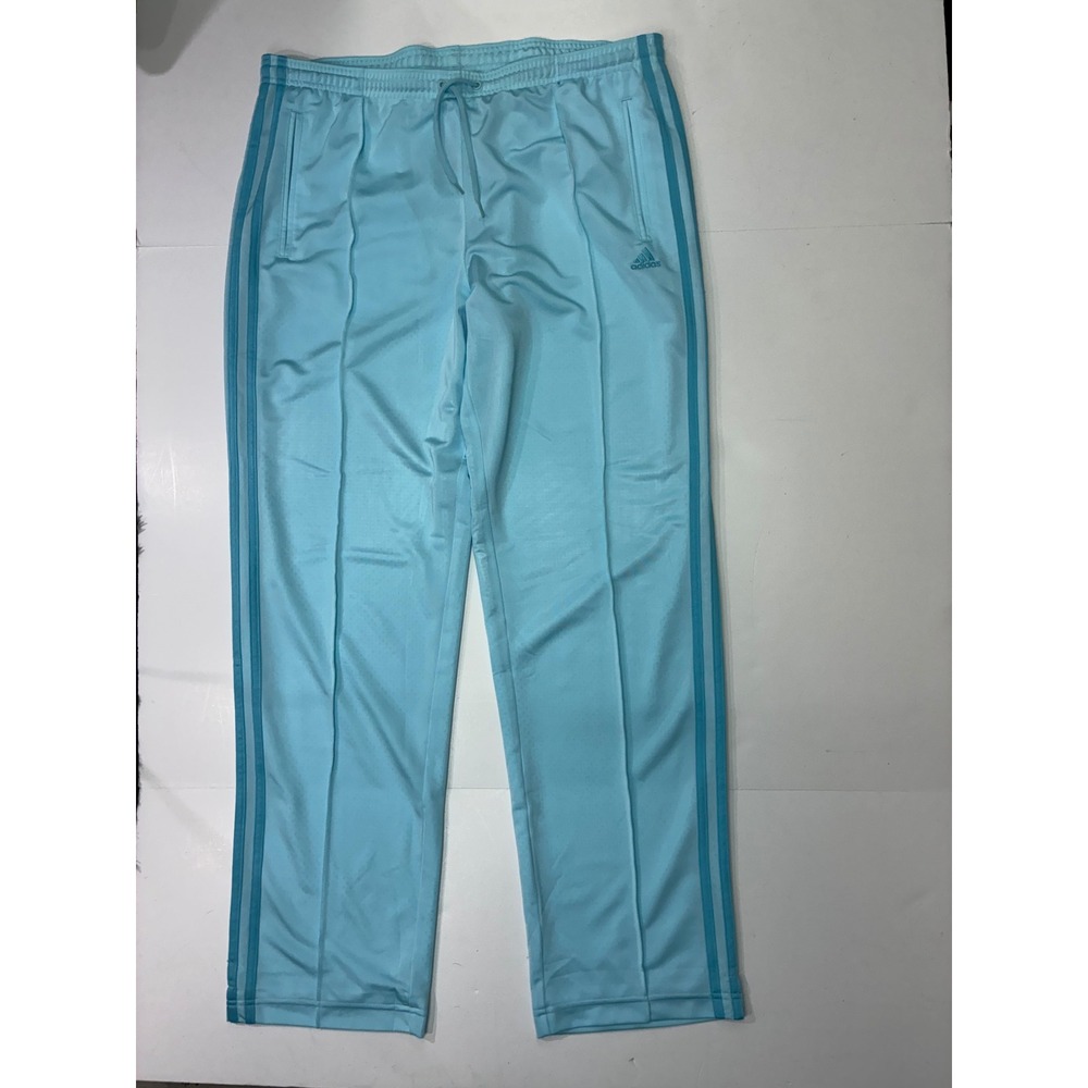 Adidas Womens Light Blue Three Stripe Track Pants Large Pastel Blue Sporty Y2K L - Picture 7 of 10